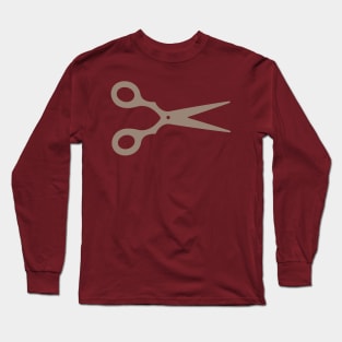 Simple Beige Scissors on Grey Background Long Sleeve T-Shirt